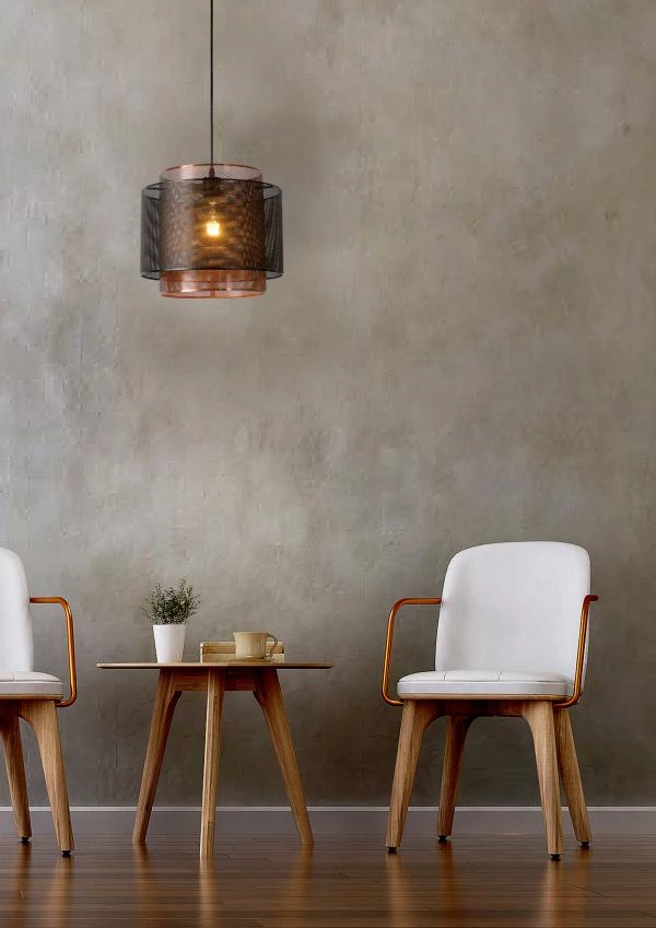 Lucide ORRIN - Hanglamp - Ø 34 cm - 1xE27 - Zwart - sfeer 1